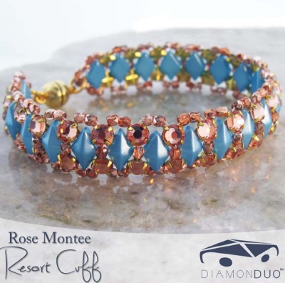 Pattern BeadMaster Montee Resort Bracelet uses DiamonDuo Montees FOC with bead purchase